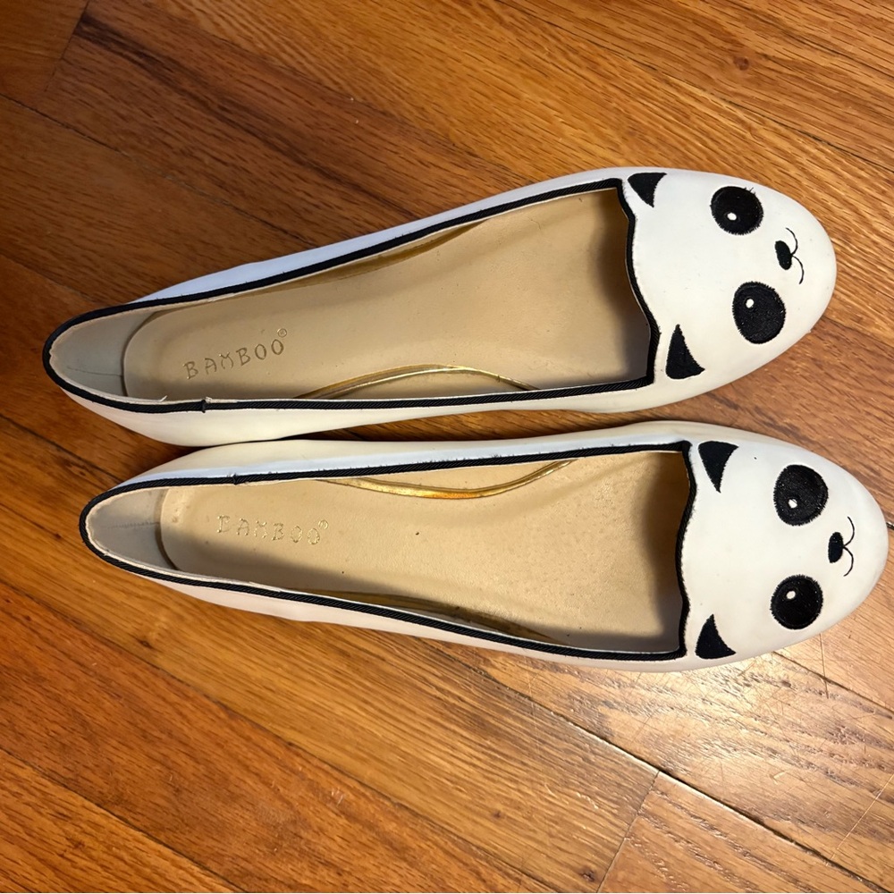 BAMBOO White and Black Panda Flats